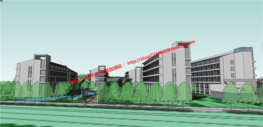 大学中学小学教学办公楼su模型+cad图纸+方案文本+效建筑资源