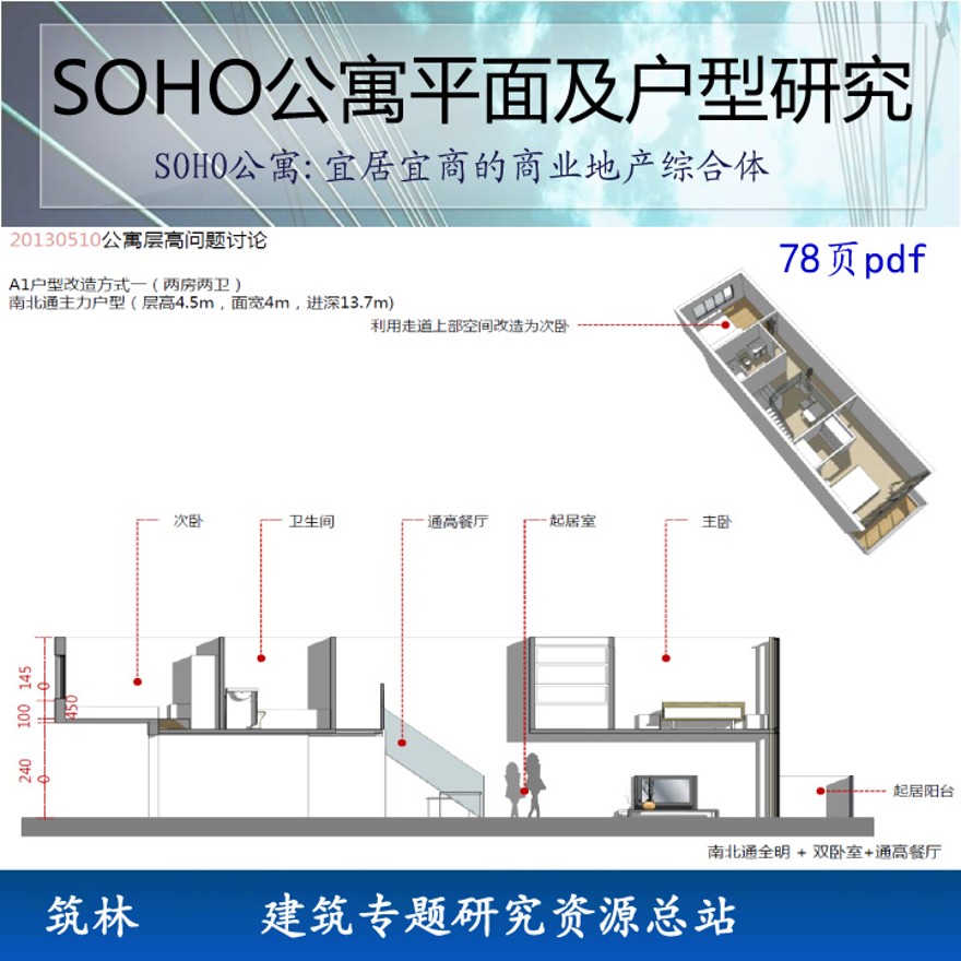 【建筑设计/房地产/设计研究】SOHO公寓平面及户型设计研究（78页pdf）