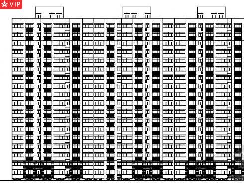 某十四层住宅楼建筑方案图（一梯三户）