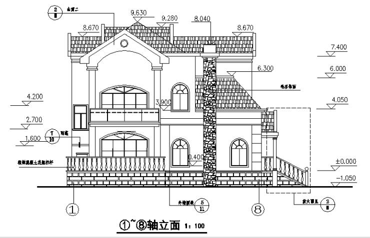 三层独立商业别墅施工图(有建筑、结构、给排水、电气）