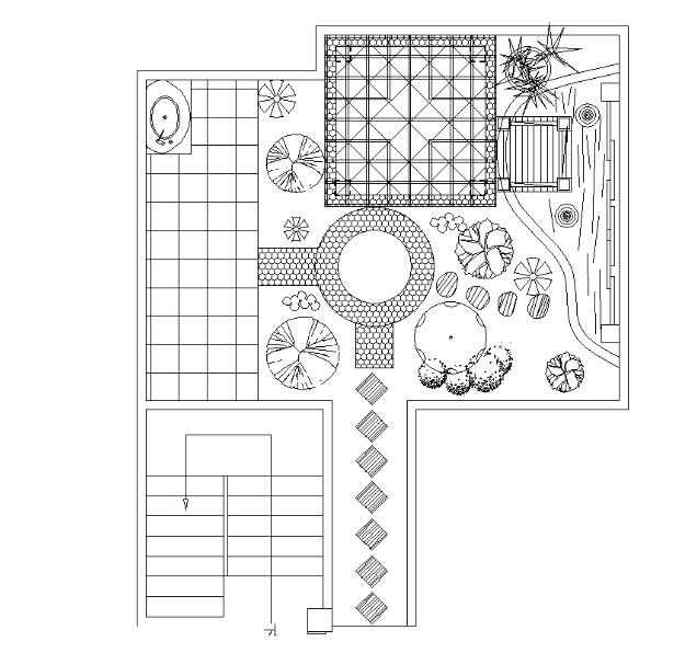 屋顶花园及庭院景观全套CAD施工图纸