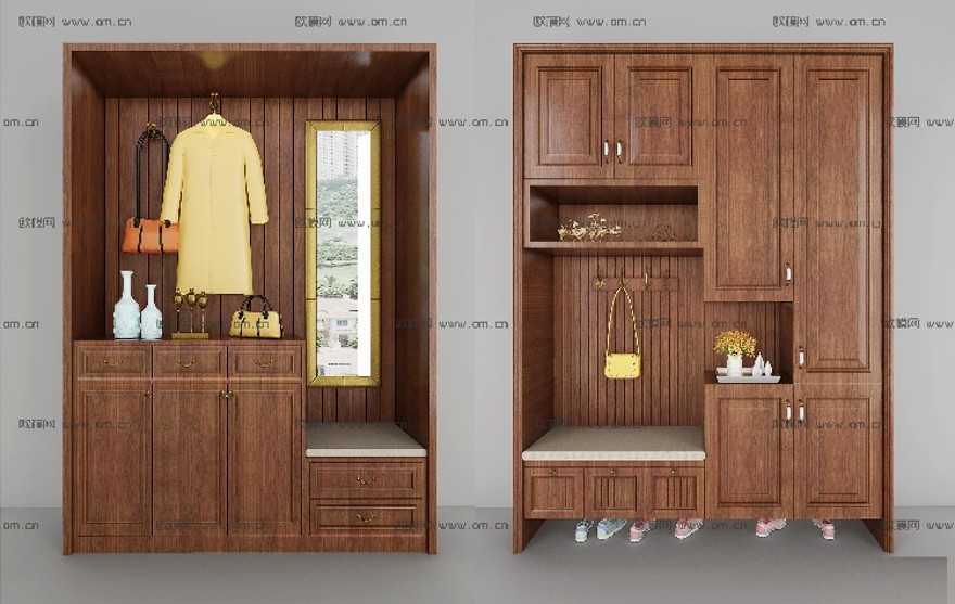 鞋柜玄关柜3d模型边柜斗柜饰品柜3dmax模型库素材