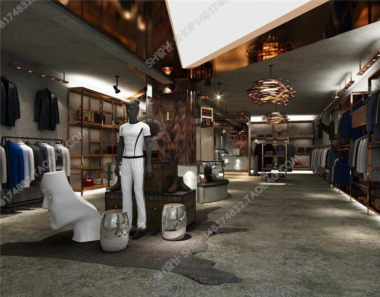 工业风男士服装店3D模型-建筑景观室内3D模型