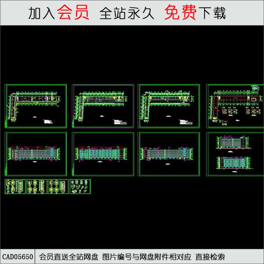 CAD大学宿舍全套施工图-CAD方案平面图/立剖面图/施工图系列