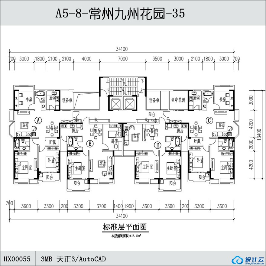 -常州九州花园-35-CAD方案平面图/立剖面图/施工图系列