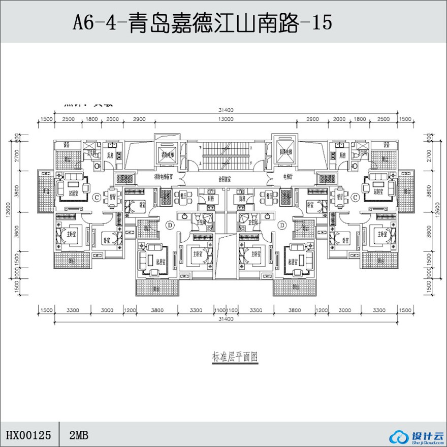 -青岛嘉德江山南路-15-CAD方案平面图/立剖面图/施工图系列