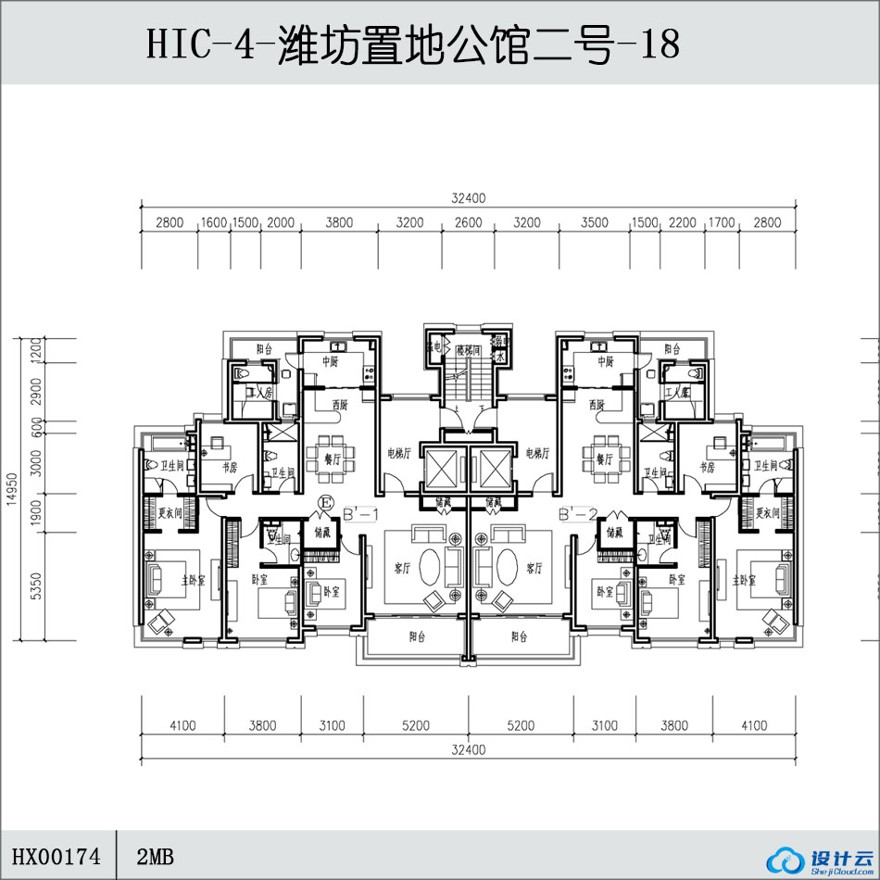 -潍坊置地公馆二号-18-CAD方案平面图/立剖面图/施工图系列