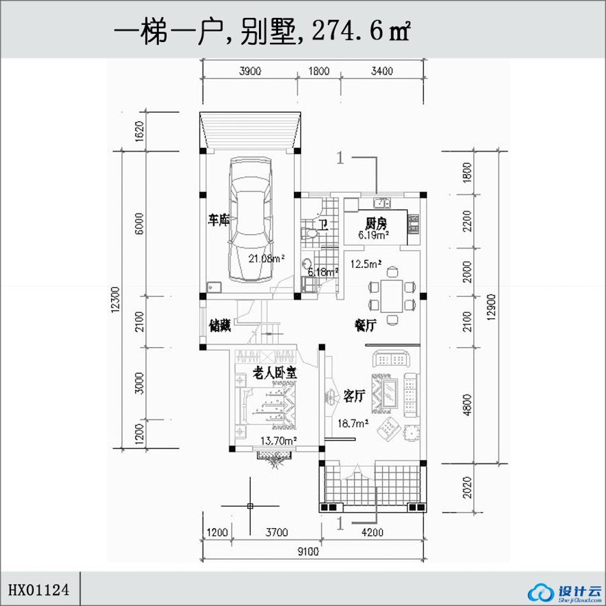 一梯一户,商业别墅,274.6㎡-CAD方案平面图/立剖面图/施工图系列