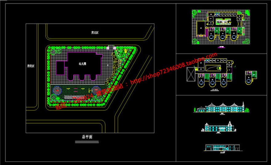 大学生竞赛手工模型6班幼儿园照片cad总图平面立面