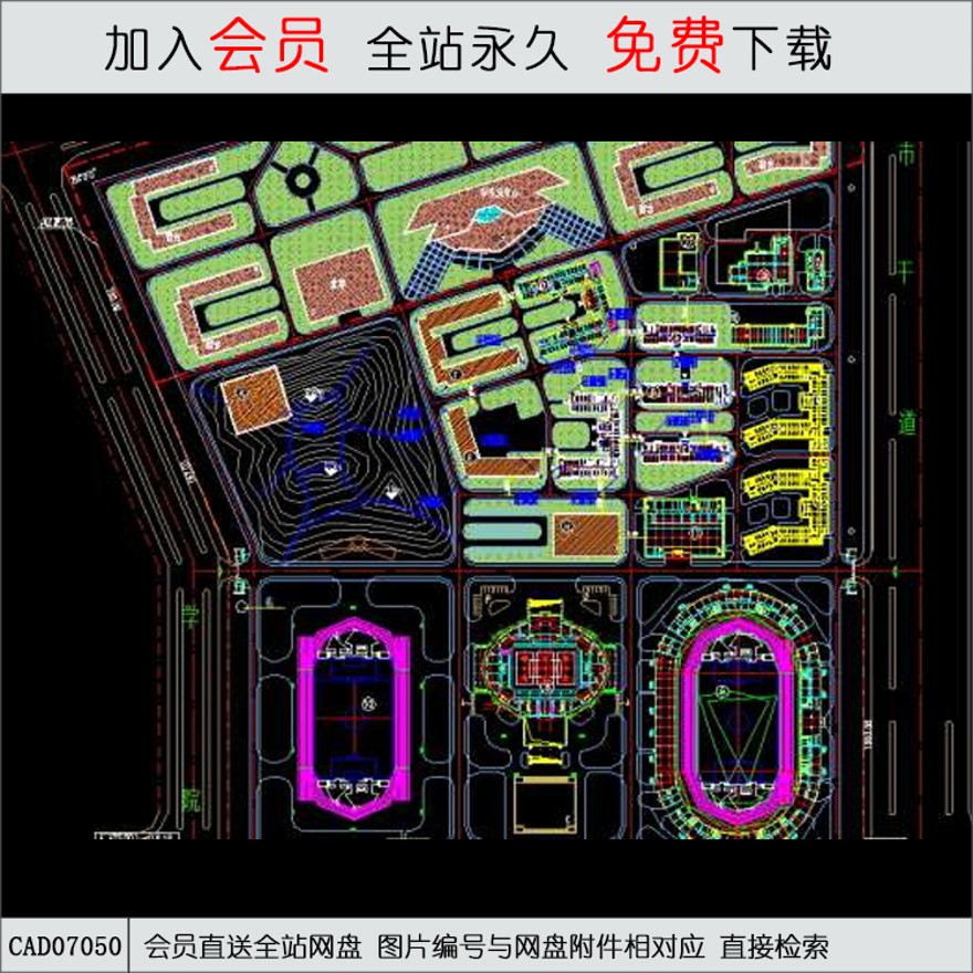 某大学规划图-CAD方案平面图/立剖面图/施工图系列