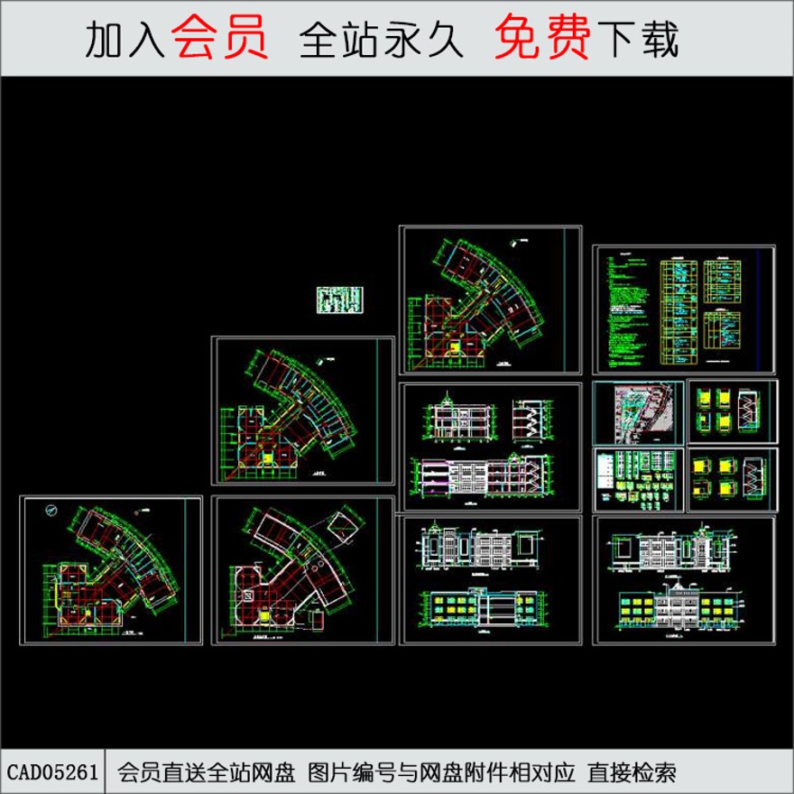 少儿图书馆建筑施工图-CAD方案平面图/立剖面图/施工图系列