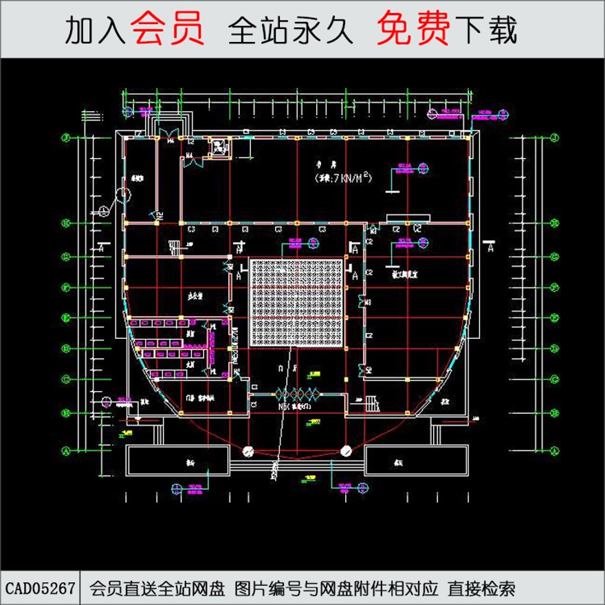 四层城建图书馆设计-CAD方案平面图/立剖面图/施工图系列