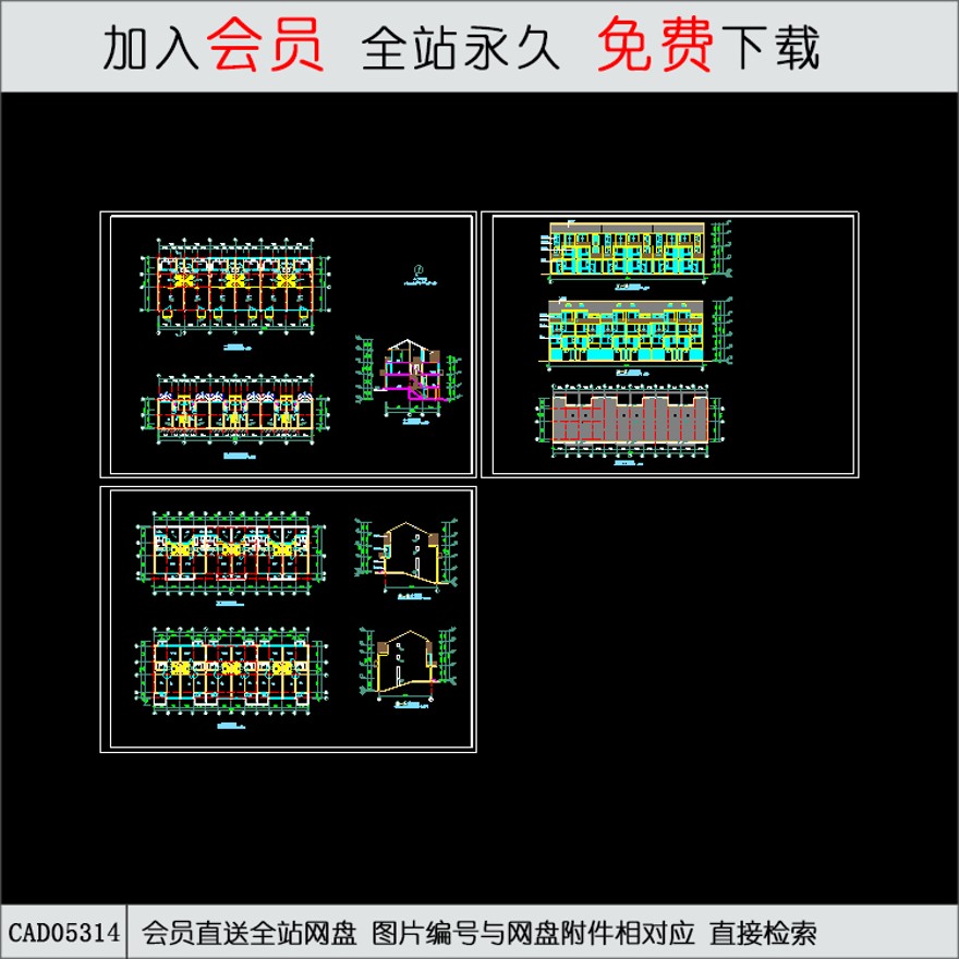 CAD多层住宅B建施图-CAD方案平面图/立剖面图/施工图系列