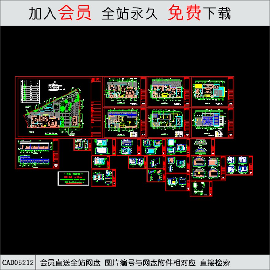 CAD某住宅全套装修施工图-3-CAD方案平面图/立剖面图/施工图系列