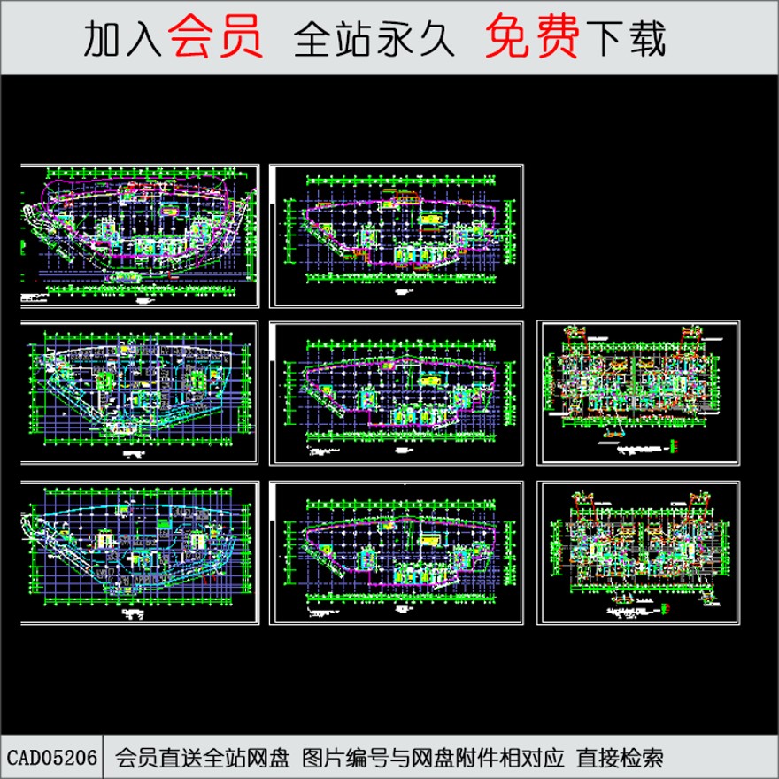 CAD-高层住宅住宅平面施工图-CAD方案平面图/立剖面图/施工图系列