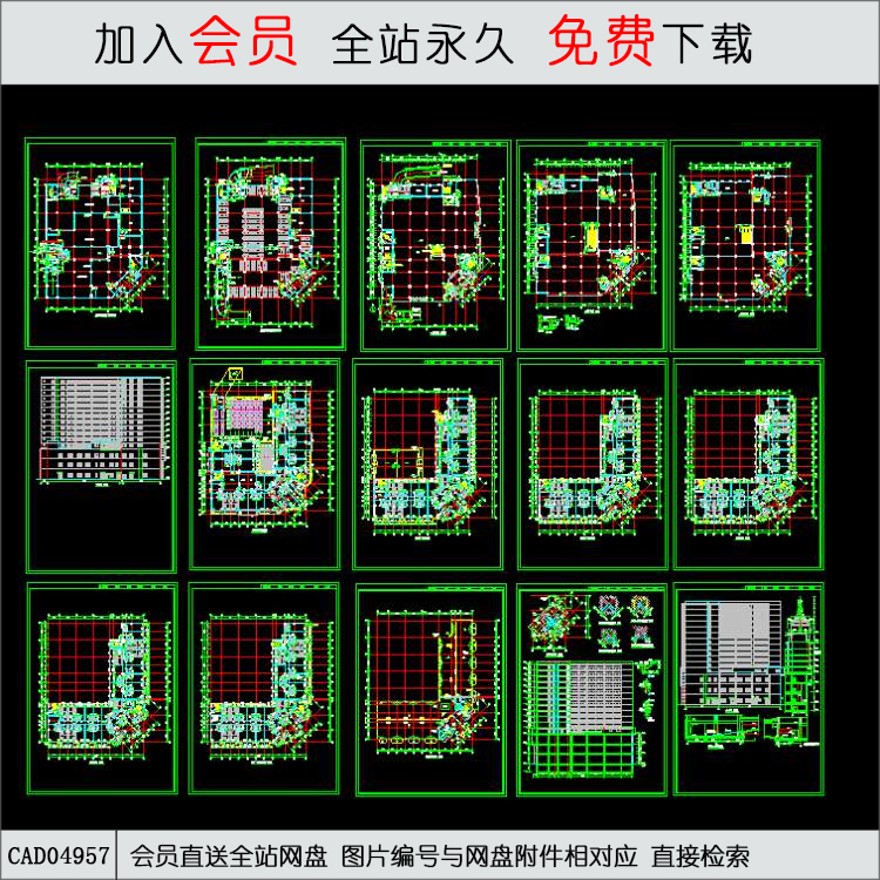 CAD多层住宅楼建筑图.d-CAD方案平面图/立剖面图/施工图系列