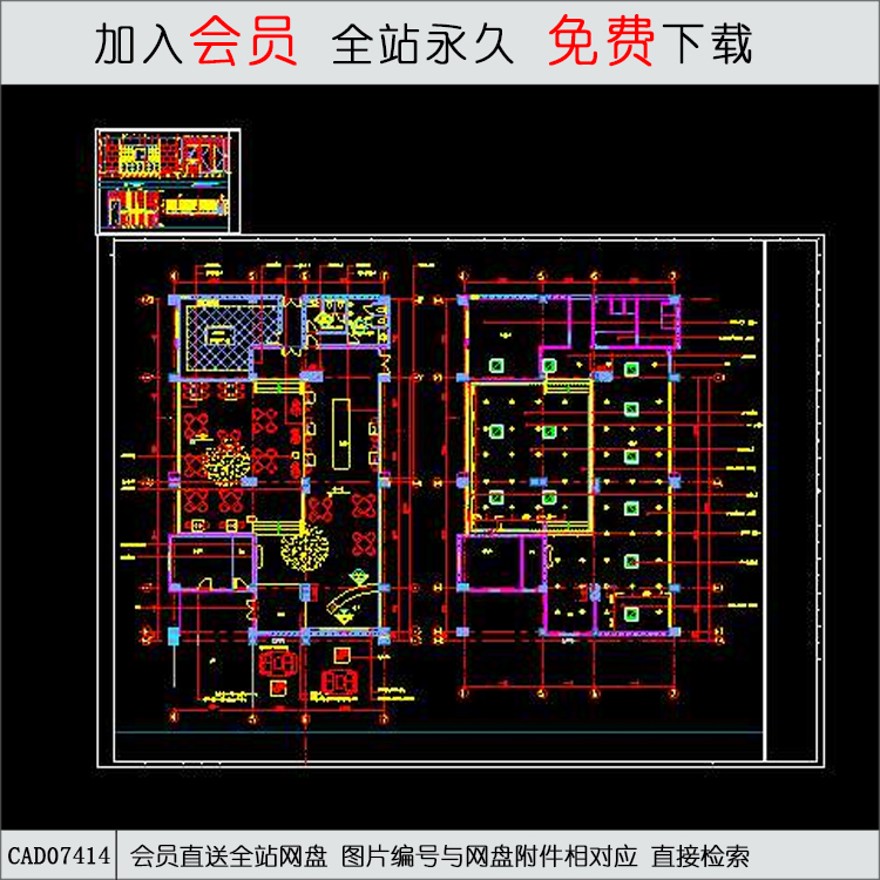 西式餐厅平面布置图-CAD方案平面图/立剖面图/施工图系列