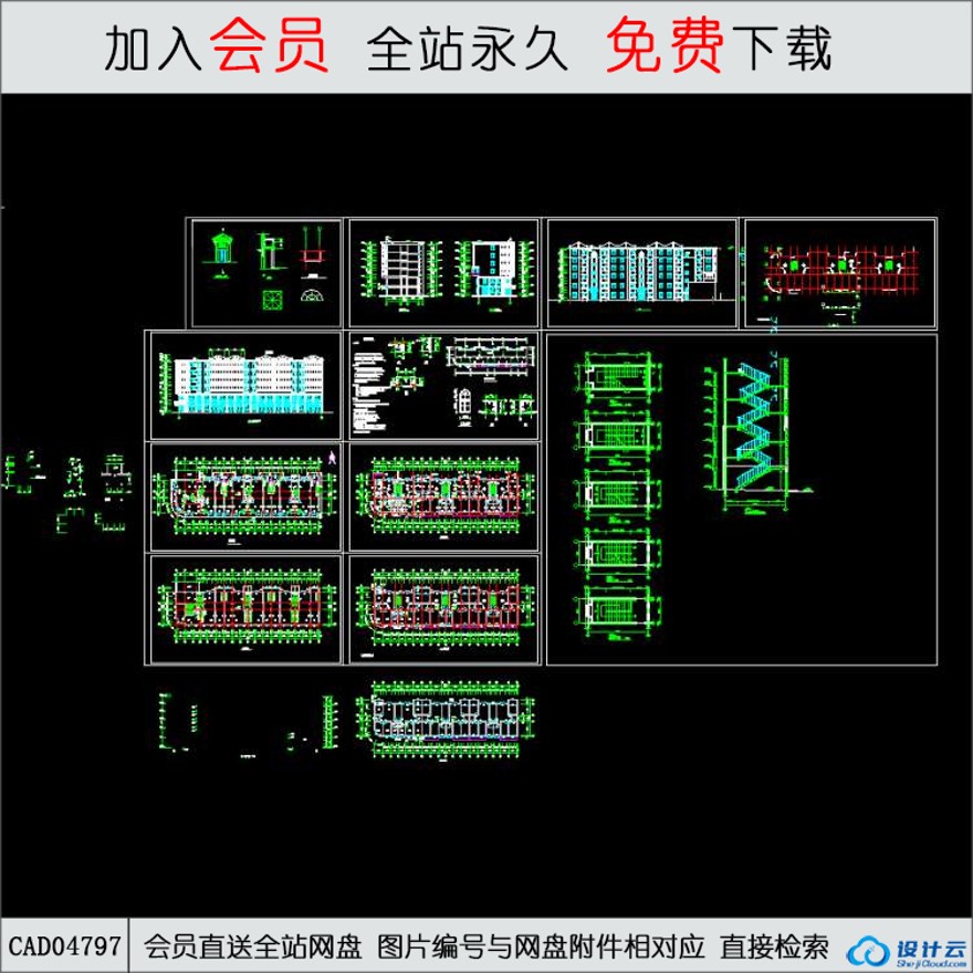 CAD两层底框全套建筑施工图.d-CAD方案平面图/立剖面图/施工图系列