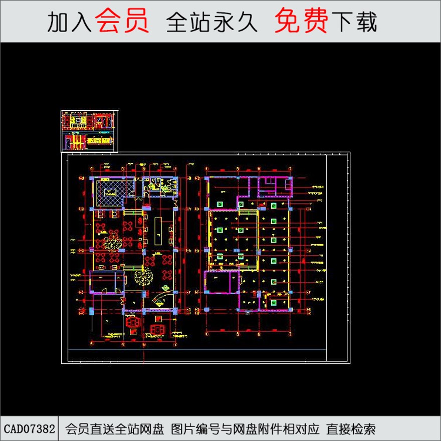 西餐厅平面布置图-CAD方案平面图/立剖面图/施工图系列