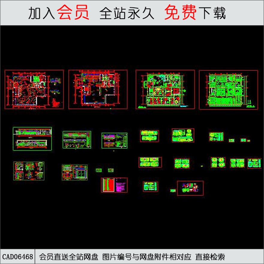 一套酒店装饰图纸-CAD方案平面图/立剖面图/施工图系列