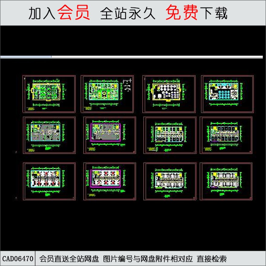 陈江宾馆装饰图-CAD方案平面图/立剖面图/施工图系列