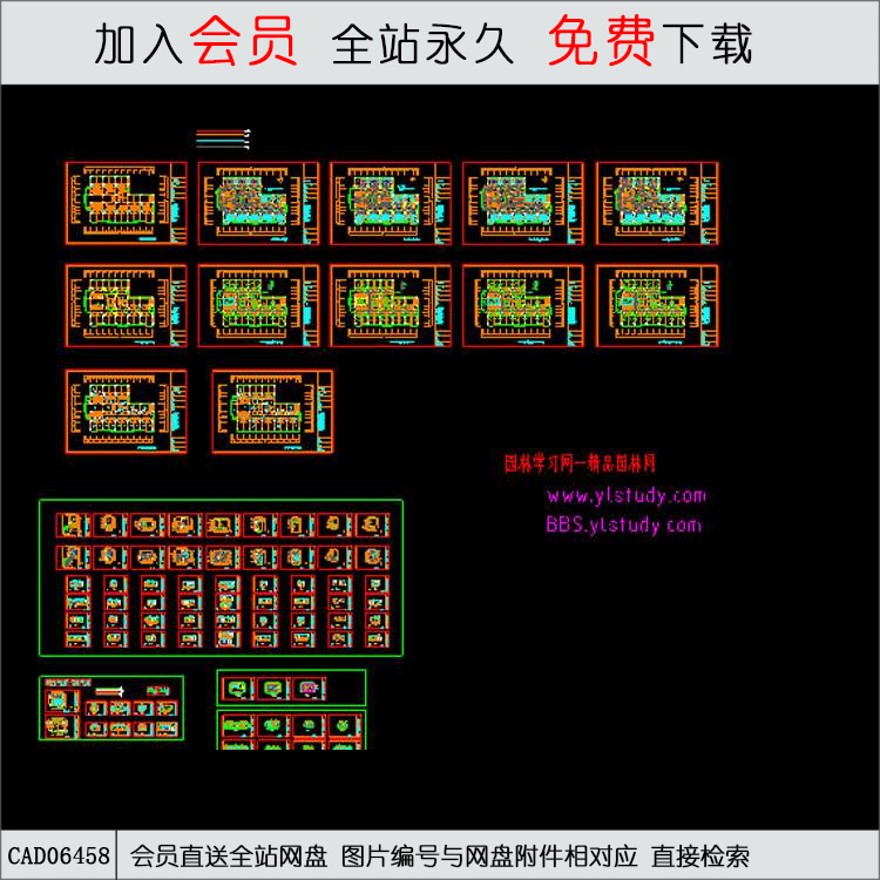 五星级酒店平面图-CAD方案平面图/立剖面图/施工图系列