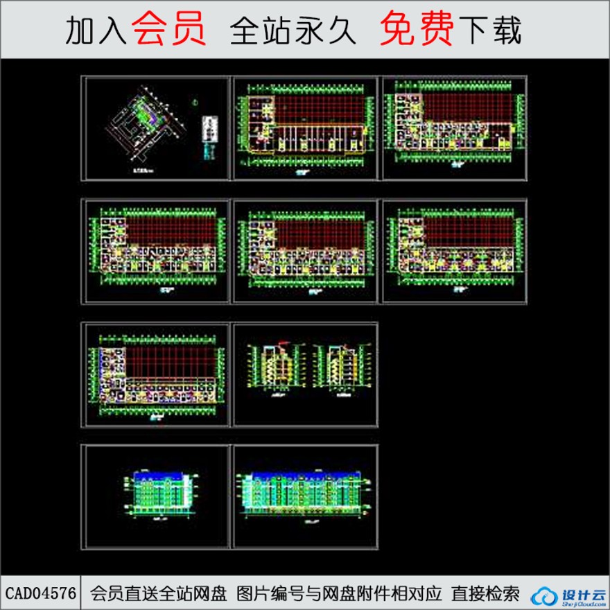 某小区多层住宅-CAD方案平面图/立剖面图/施工图系列