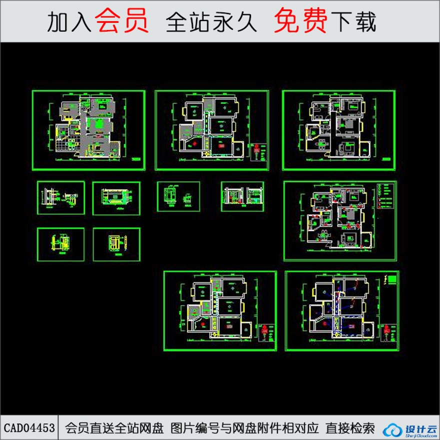 CAD一套住宅图纸-CAD方案平面图/立剖面图/施工图系列