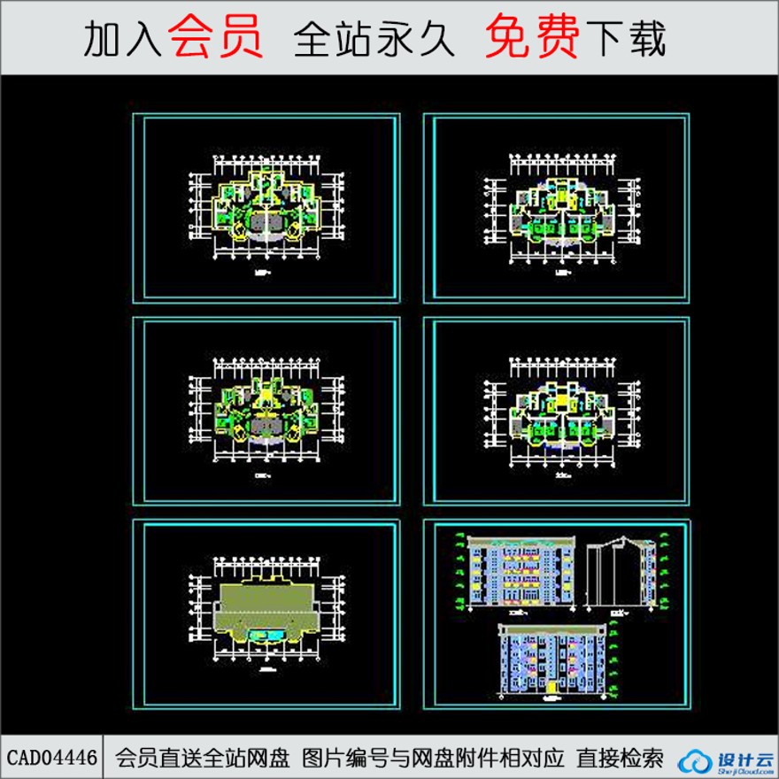 CAD跃层楼住宅建筑图-CAD方案平面图/立剖面图/施工图系列