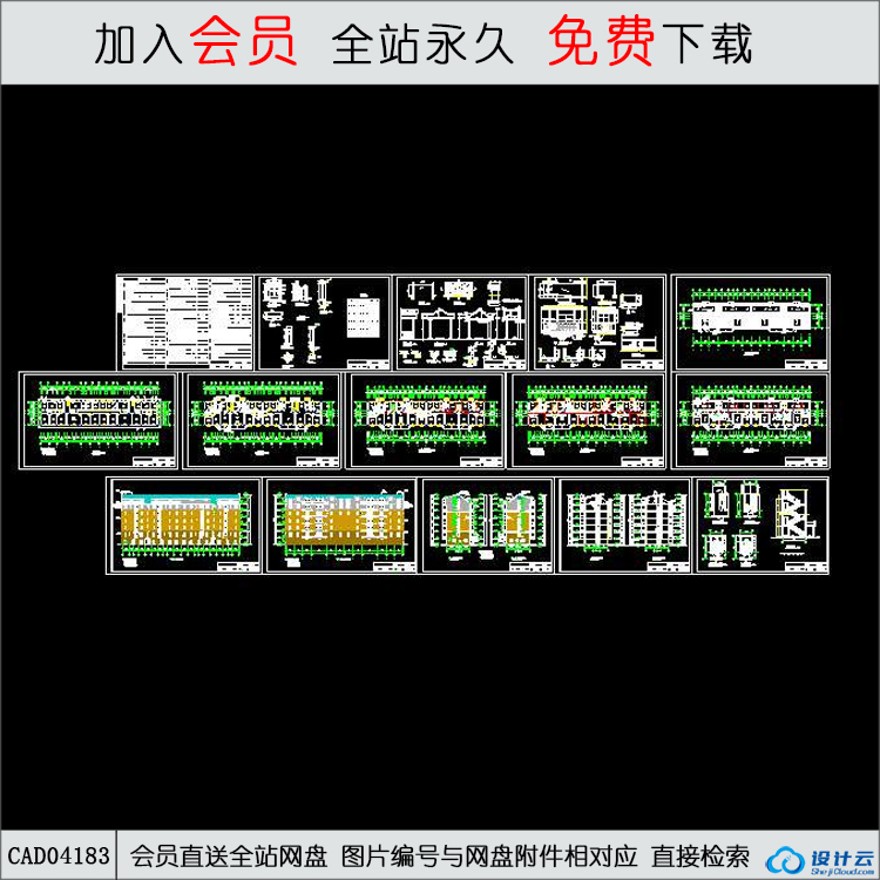 CAD六层住宅楼全套建筑施工图-CAD方案平面图/立剖面图/施工图系列