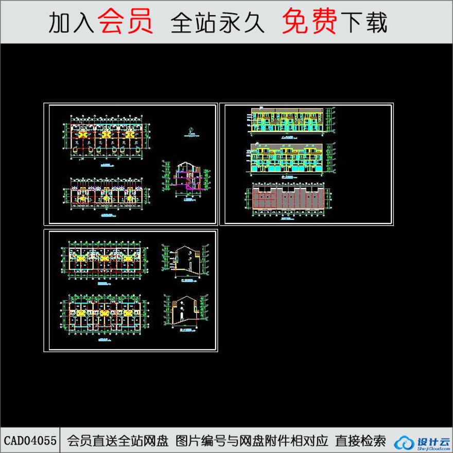 CAD多层住宅B建施图-CAD方案平面图/立剖面图/施工图系列