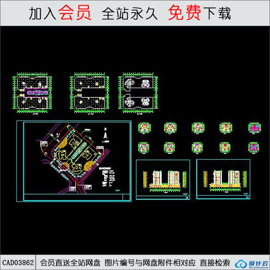 CAD十八层电梯商住楼图纸-CAD方案平面图/立剖面图/施工图系列