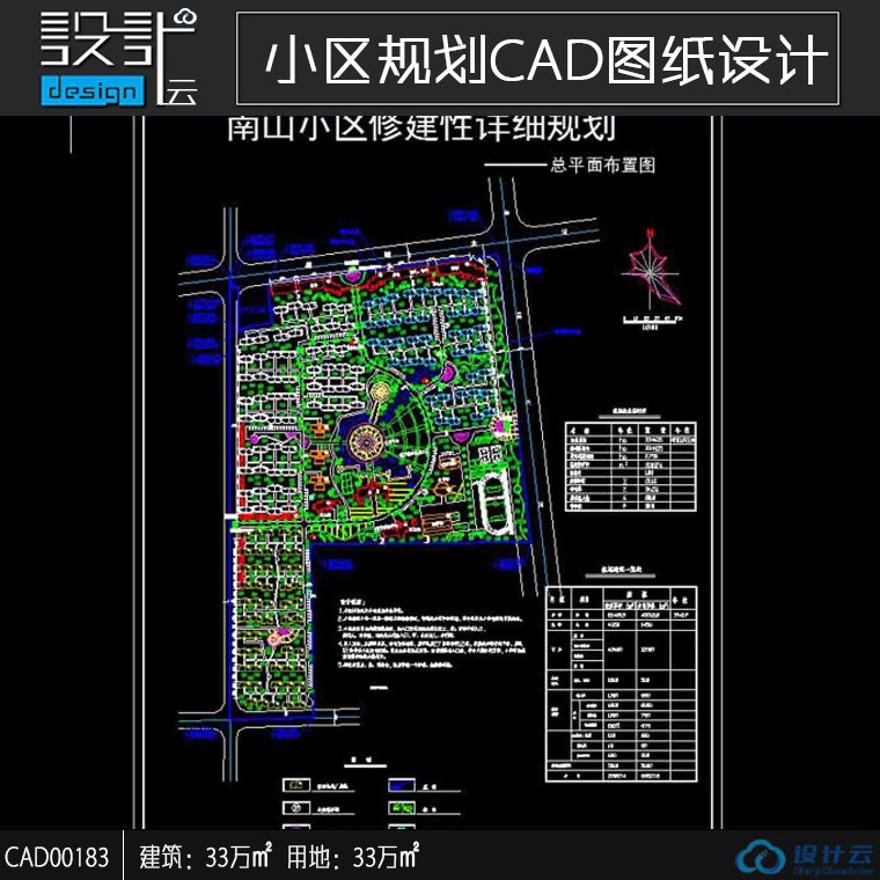 住宅区cad总图建筑面积33万平方米容积率1.05资源方案景观建筑规划项目