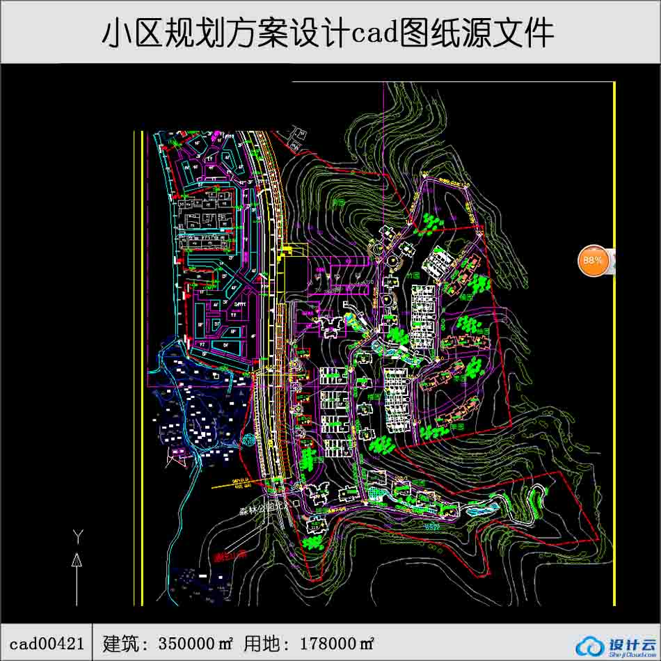 421高层住宅公寓居住小区洋房规划建筑面积178000平方米cad-CAD方案平面图/立剖面图/施工图系列