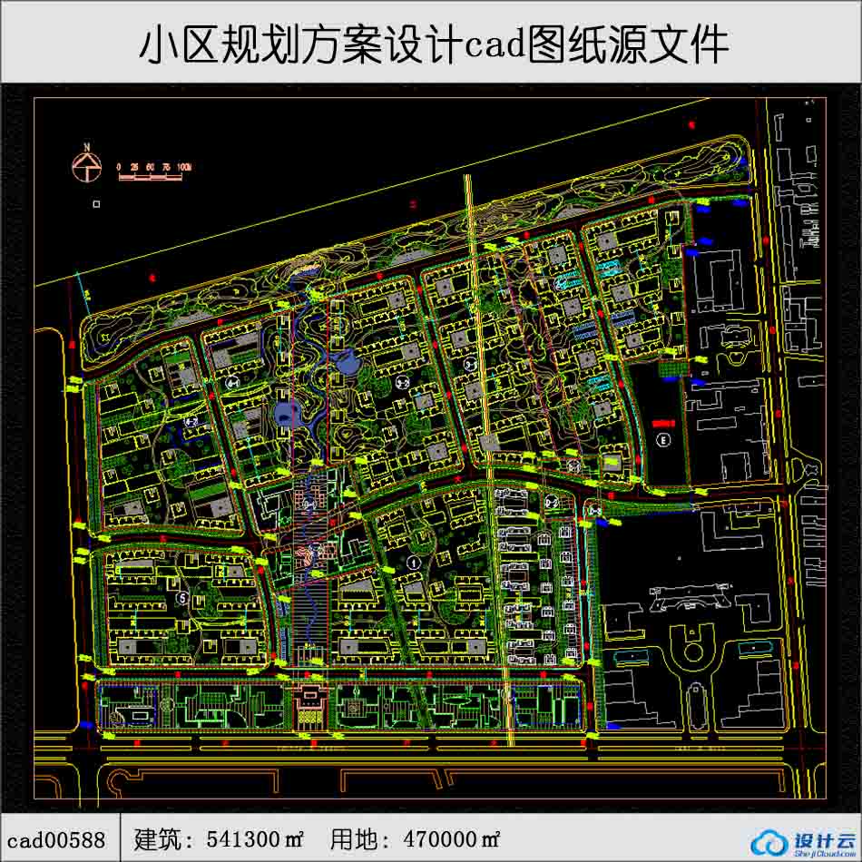 588高层住宅公寓居住小区洋房规划建筑面积541300平方米cad-CAD方案平面图/立剖面图/施工图系列