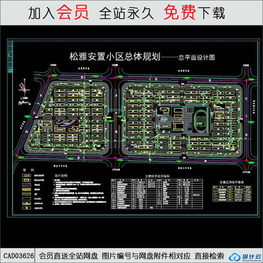 安置小区总规划图-CAD方案平面图/立剖面图/施工图系列