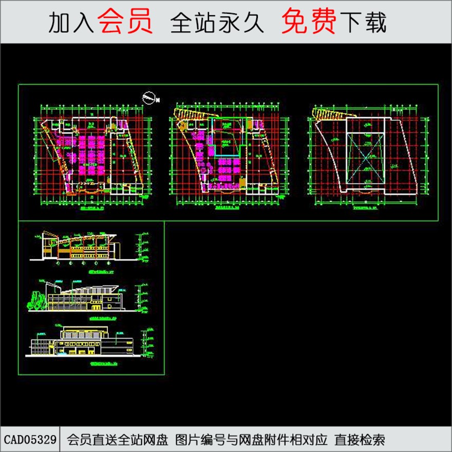 食堂-CAD方案平面图/立剖面图/施工图系列