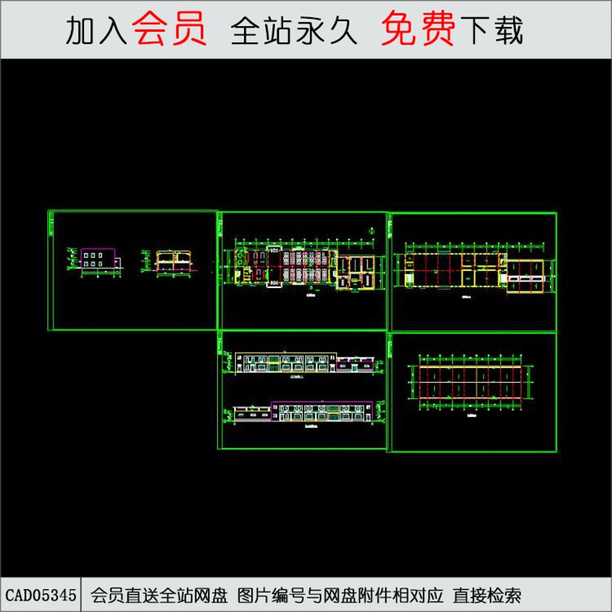 食堂-CAD方案平面图/立剖面图/施工图系列