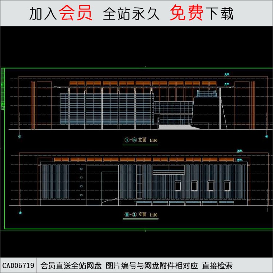 图书馆-CAD方案平面图/立剖面图/施工图系列