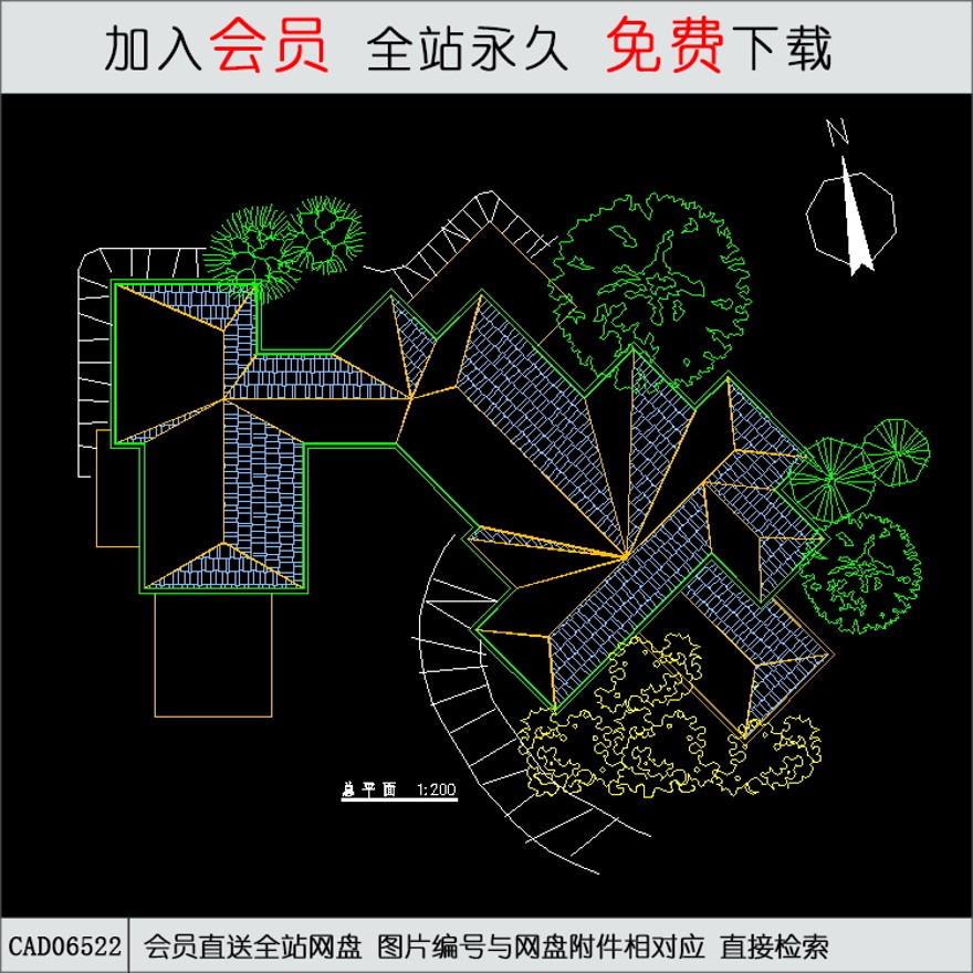 会馆建筑设计图-CAD方案平面图/立剖面图/施工图系列