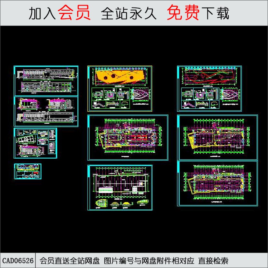 某体育会所施工图-CAD方案平面图/立剖面图/施工图系列