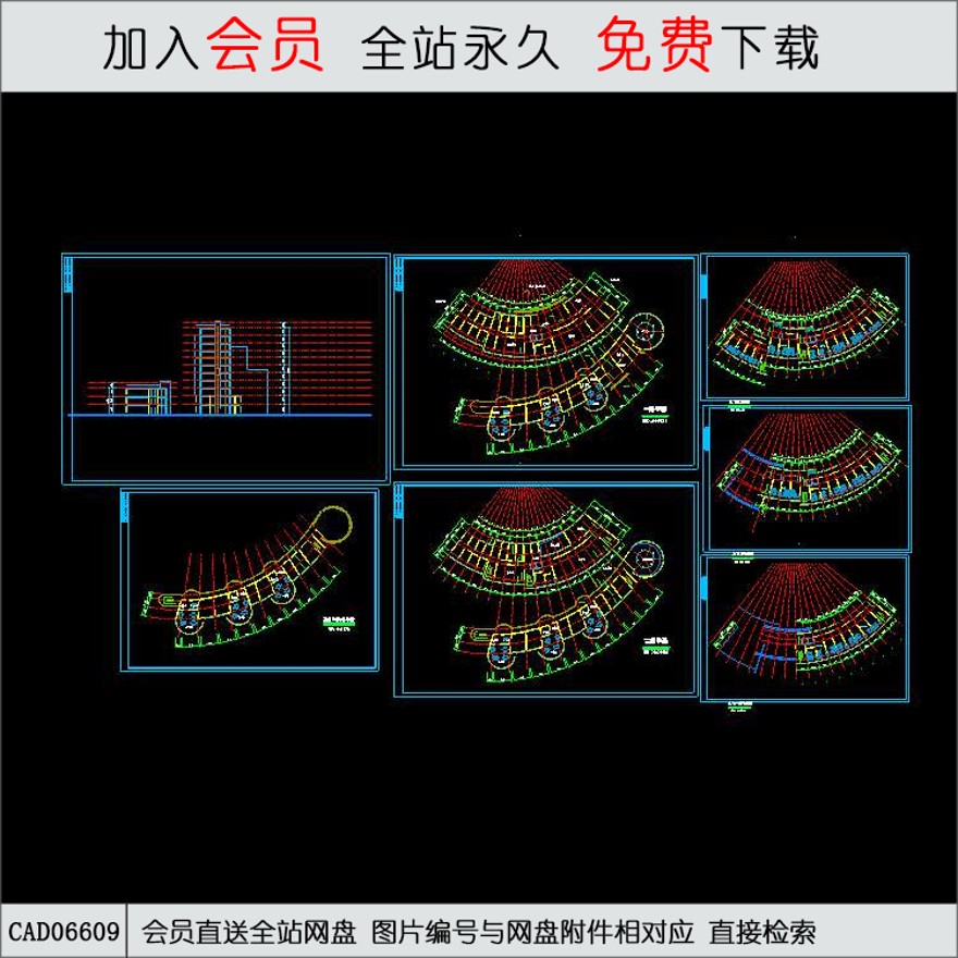 会所综合楼建筑图-CAD方案平面图/立剖面图/施工图系列