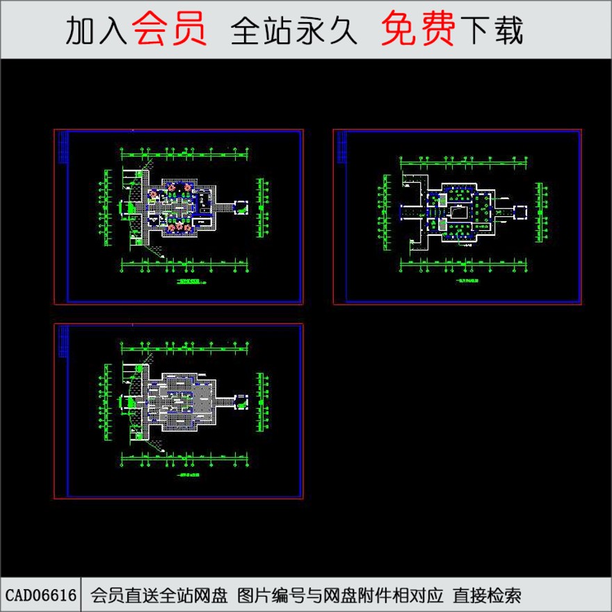 会所平面图-CAD方案平面图/立剖面图/施工图系列