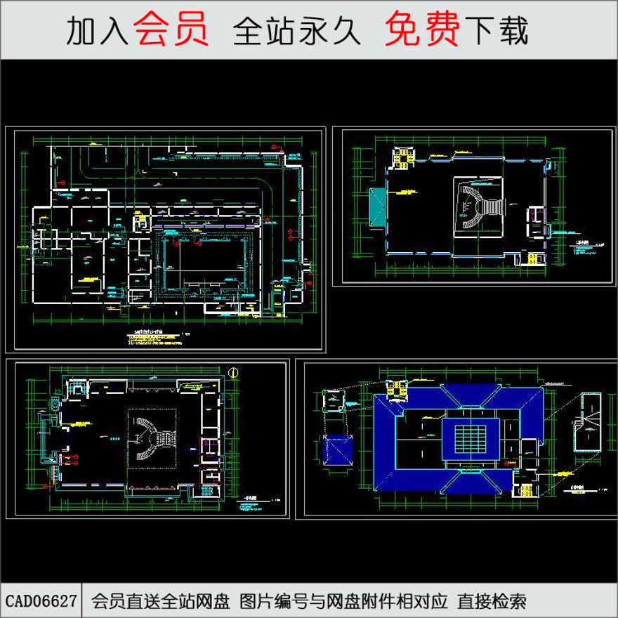 现代风会所CAD施工图-CAD方案平面图/立剖面图/施工图系列