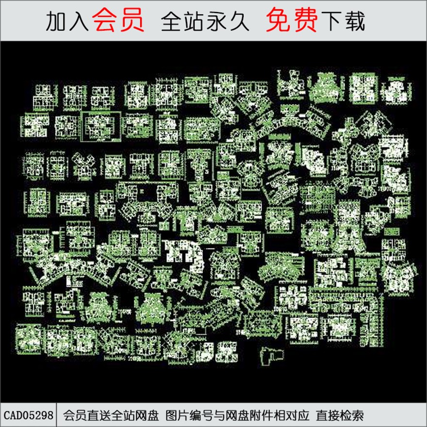 嘉德华府套型平面图-CAD方案平面图/立剖面图/施工图系列