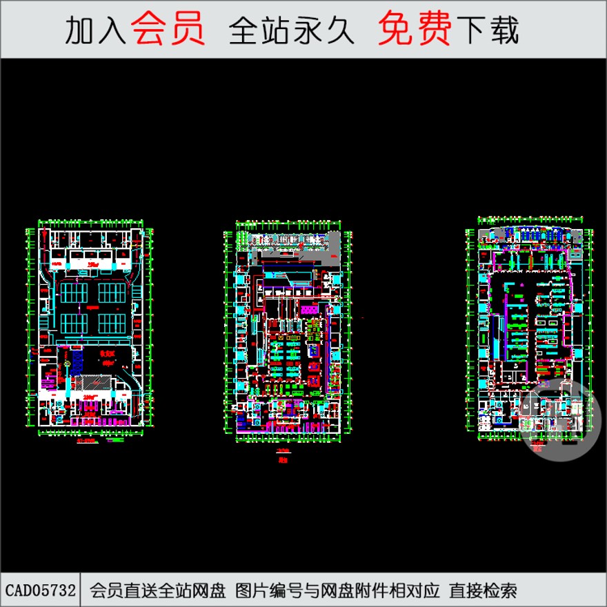 商场设计，很细致，有明确的功能分区，合理-CAD方案平面图/立剖面图/施工图系列