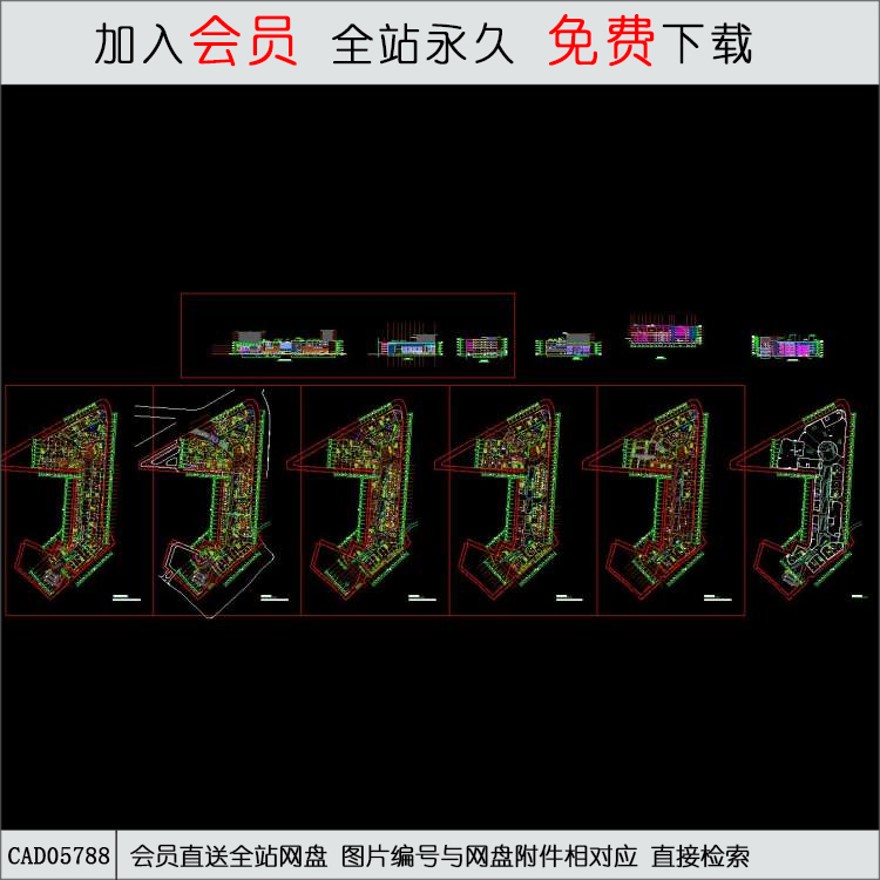 商业规划图-CAD方案平面图/立剖面图/施工图系列