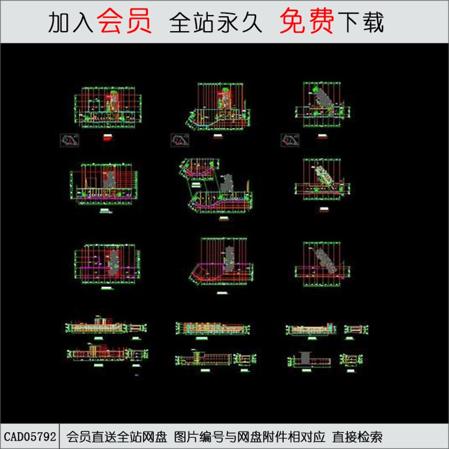 多栋商业建筑体-CAD方案平面图/立剖面图/施工图系列