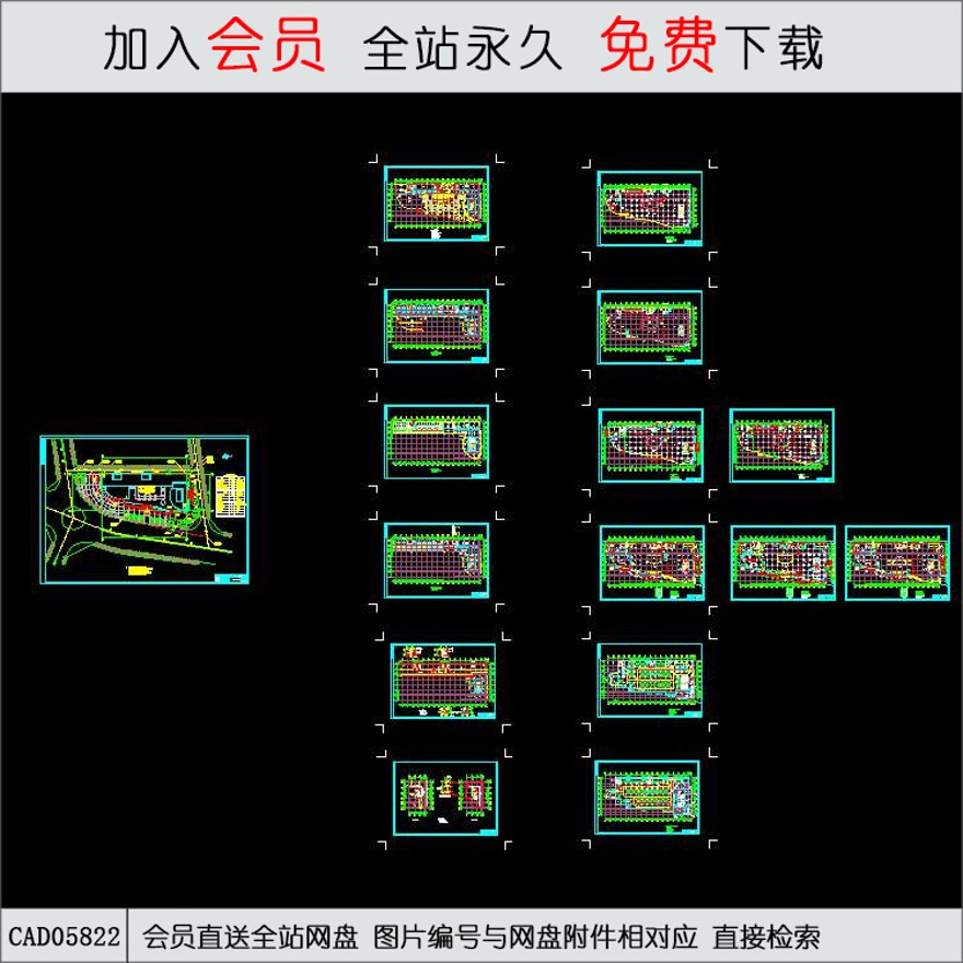 商业设计综合体-CAD方案平面图/立剖面图/施工图系列