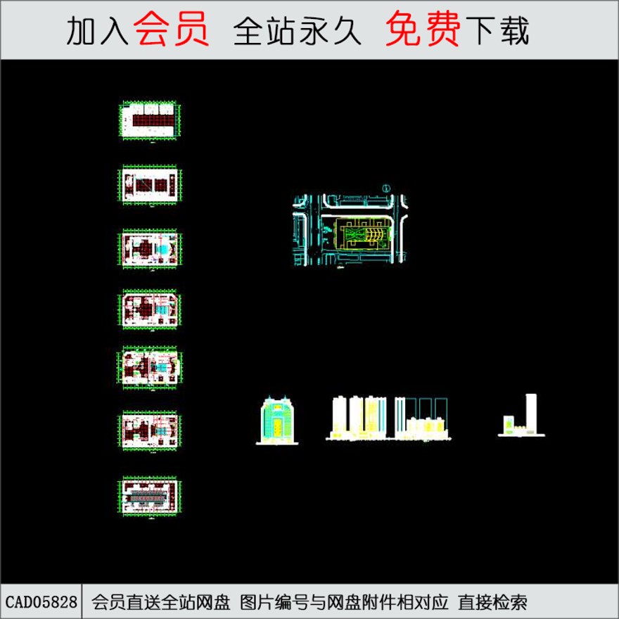 新世纪广场-CAD方案平面图/立剖面图/施工图系列